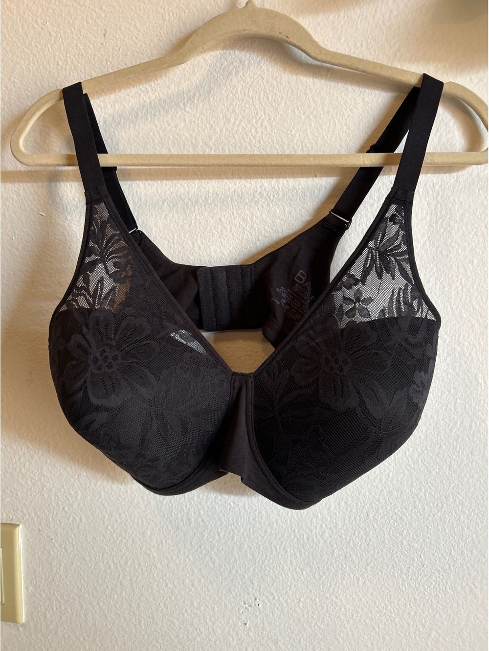 Bali Breathable Black Lace Detail Bra Size 38D